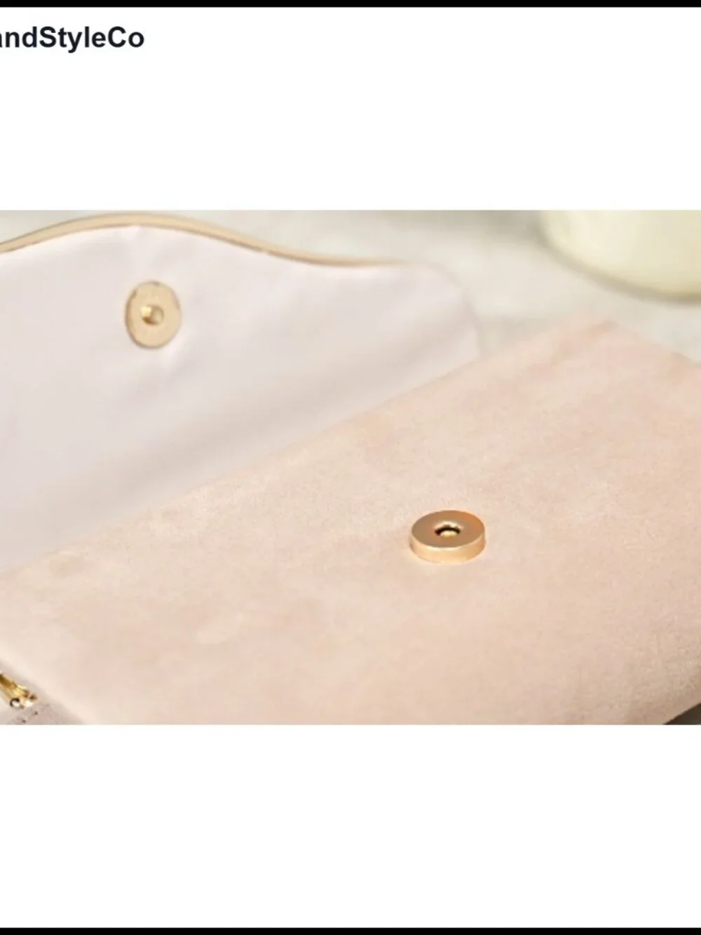 Faux Suede Evening Clutch Purse with Gold Chain Strap, Formal Handbag